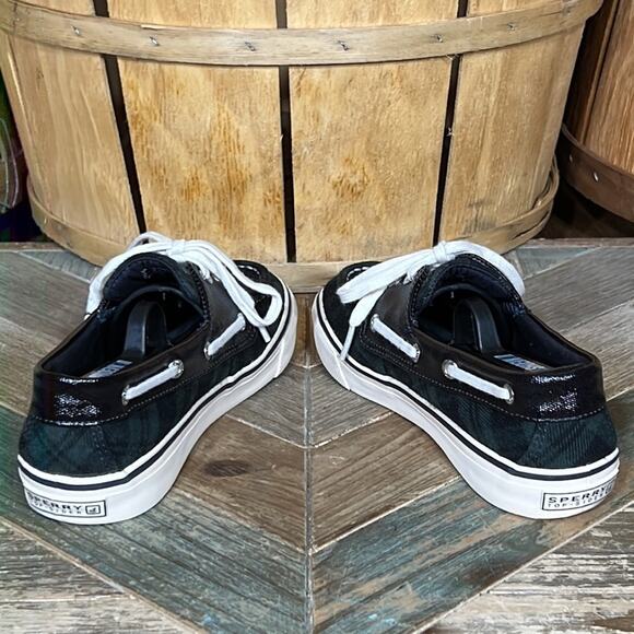 Sperry Biscayne Navy Green Plaid Patent Leather Boat Shoe Sneaker Women Size 5.5 - Picture 8 of 11